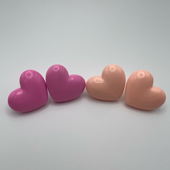 Pastel Color Heart Stud Earrings - Kawaii Cute Heart Earrings Set - Picture 5 of 16